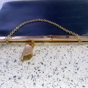 Elegant Black Clutch with Gold Chain